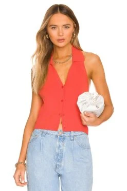 Polo Halter Top Papaya
