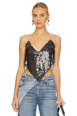 X REVOLVE Chain Top Black