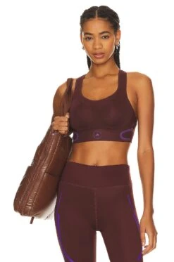 Adidas By Stella Mccartney True Pace High Support Sports Bra Bitter Chocolate & Deep Lilac