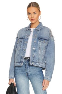 AllSaints Bella Punk Denim Jacket Indigo Blue