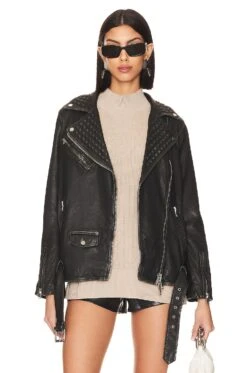 AllSaints Billie Stud Biker Jacket Black