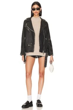AllSaints Billie Stud Biker Jacket Black -FREE PEOPLE || Nike || Steve Madden Sales Store ALLR WO157 V5