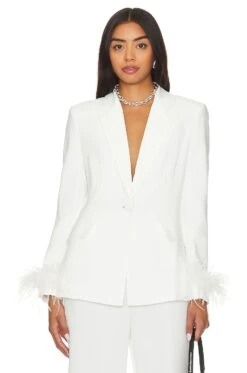 X Revolve Herald Feather Blazer Ivory