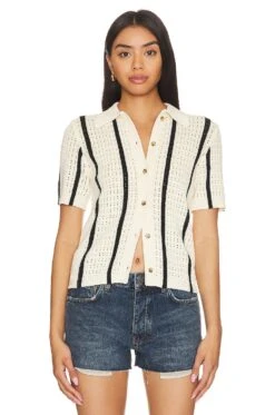 ANINE BING Alexis Sweater Ivory & Black Stripe