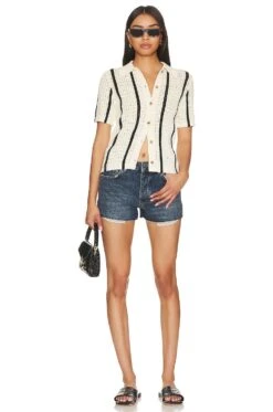 ANINE BING Alexis Sweater Ivory & Black Stripe -FREE PEOPLE || Nike || Steve Madden Sales Store ANIN WS262 V4