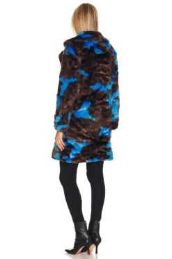 APPARIS Jahaira 2 Faux Fur Coat Blue & Espresso Camo -FREE PEOPLE || Nike || Steve Madden Sales Store APRS WO102 V4