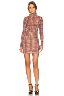 X Lara Worthington Bodycon Mini Dress Pink Check