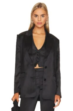 Bardot Nyah Satin Blazer Black