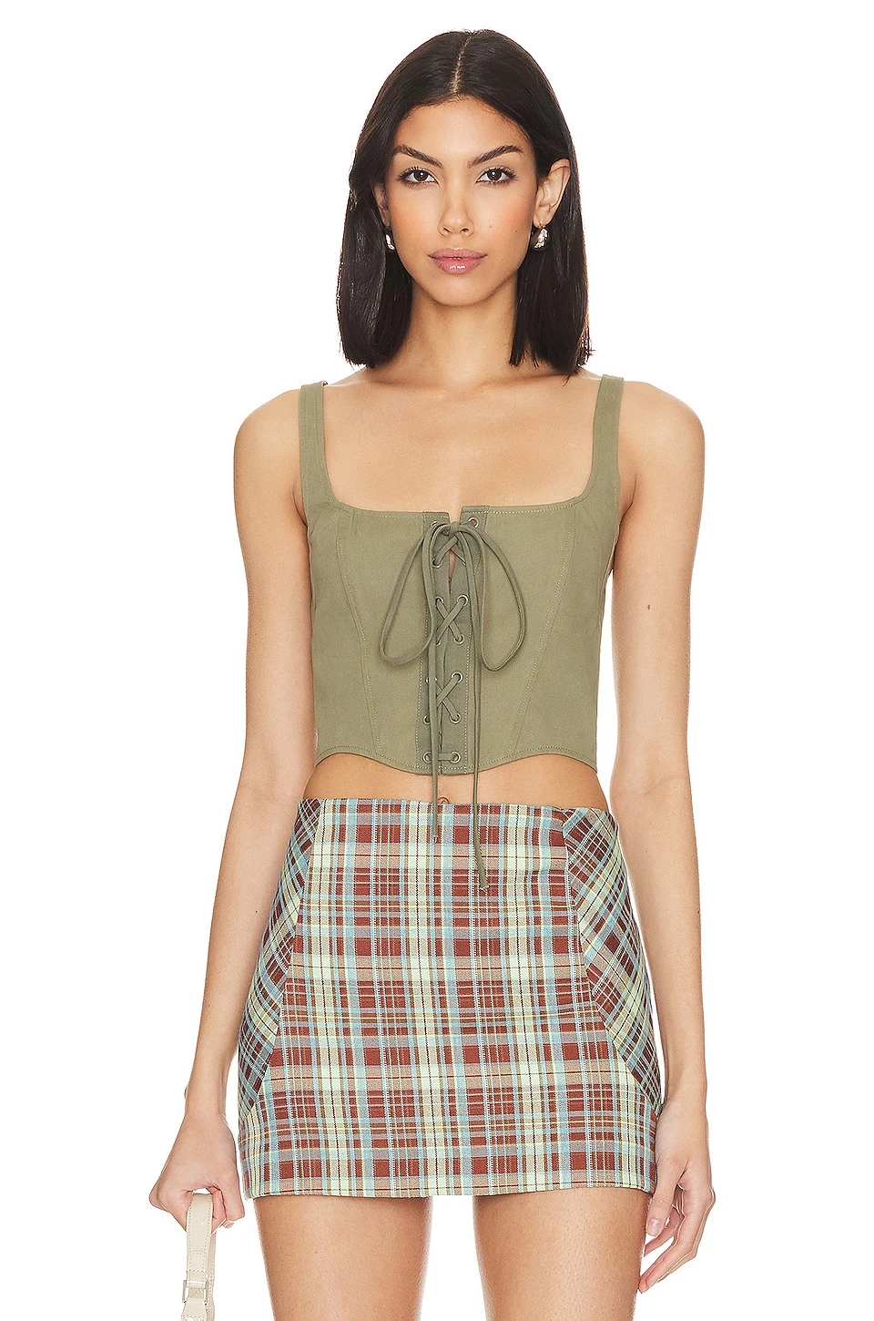 BEC + BRIDGE Remi Corset Top Spliced Khaki 1 BEC + BRIDGE Remi Corset Top Spliced Khaki