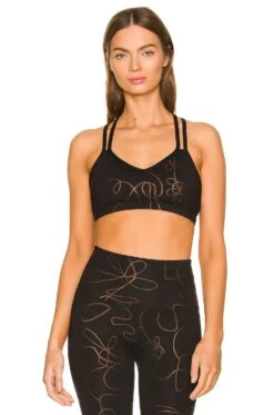 Beyond Yoga Double Back Bra Black Matte & Brown Swirl