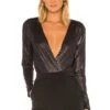 BCBGeneration Surplice Bodysuit Black