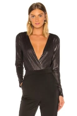 BCBGeneration Surplice Bodysuit Black