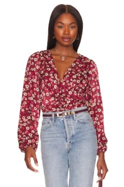 BCBGeneration V Neck Blouse Abstract Floral