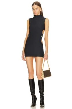 Turtleneck Mini Dress Black