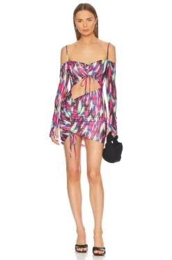 Camila Coelho Vivian Mini Dress Blue Hallucinogen