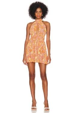 Camila Coelho Hedi Mini Dress Orange Floral