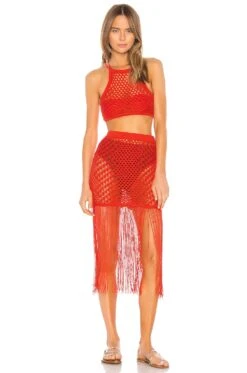 Camila Coelho TOP CROPPED MAILLE CROCHET IPANEMA Coral Red -FREE PEOPLE || Nike || Steve Madden Sales Store COEL WS10 V4