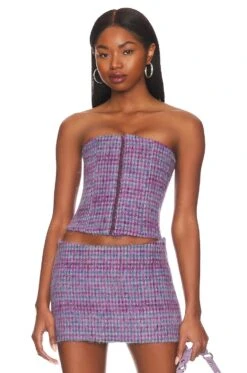 Plaid Corset Top Purple & Blue