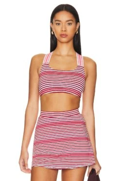 Cute League Sports Bra Coral Stripe