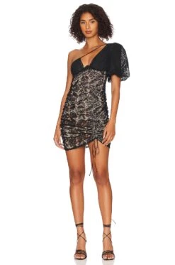 Halle One Shoulder Mini Dress Black