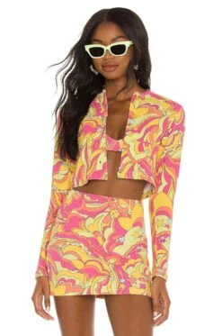 Frankies Bikinis Cheri Terry Cardigan Peace Terry