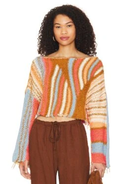 FREE PEOPLE Baja Pullover Peacan Pie Combo