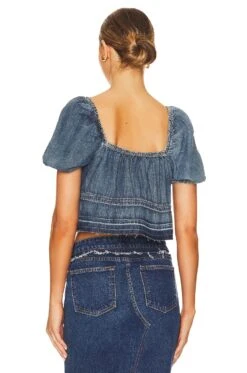 Ganni Denim Puff Sleeve Top Tint Wash -FREE PEOPLE || Nike || Steve Madden Sales Store GANR WS54 V3