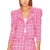 Rocky Tweed Moto Jacket Hot Pink Houndstooth