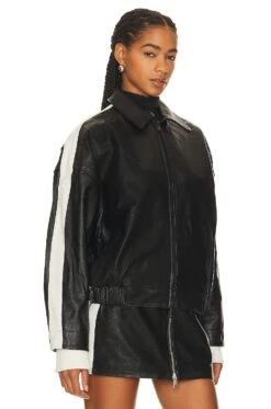 The Oversized Leather Bomber Black & White -FREE PEOPLE || Nike || Steve Madden Sales Store GRLR WO86 V3