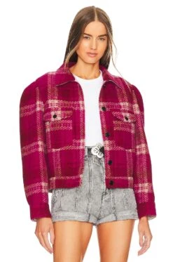 Isabel Marant Etoile Leiko Blanket Coat Fuchsia