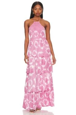 Chantria Maxi Dress Dried Roses Spiral Tie-dye