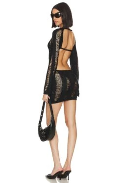 Jaded London Umbra Shredded Mini Dress Black