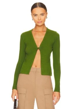 Peachskin Hook & Eye Cardigan Palm