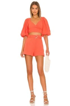 Mila Puff Sleeve Wrap Top Chili -FREE PEOPLE || Nike || Steve Madden Sales Store JSKI WS132 V4