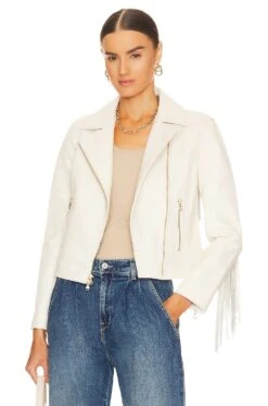 Kravitz Fringe Leather Jacket Cream