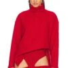 Rib Knit Oversized Sweater Cherry