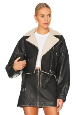 Dylan Sherpa Moto Jacket Black