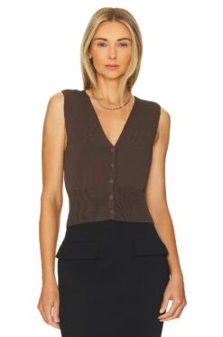 Natesa Knit Vest Brown