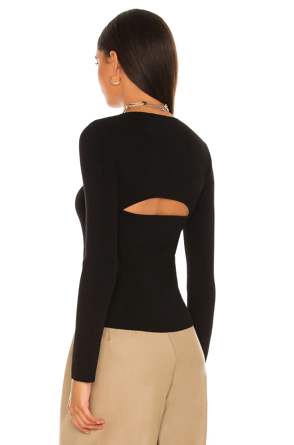 Halo Cut Out Sweater Top Black 3 Halo Cut Out Sweater Top Black - Image 3