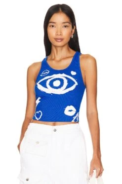 Esmeralda Painted Evil Eye Tank Ultramarine