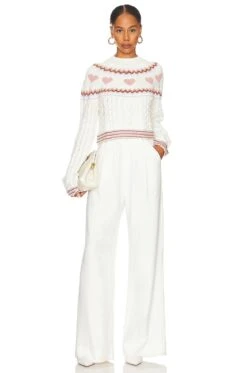 Lanelle Fairisle Cropped Sweater Pink & Purple Multi -FREE PEOPLE || Nike || Steve Madden Sales Store LOVF WK1173 V4