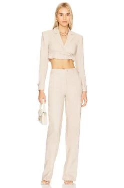 Cinzia Cropped Blazer Beige Neutral -FREE PEOPLE || Nike || Steve Madden Sales Store LOVF WO492 V4