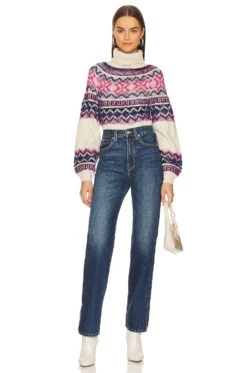 Lizelle Fair Isle Sweater Pink & Blue Multi -FREE PEOPLE || Nike || Steve Madden Sales Store MALR WK226 V4