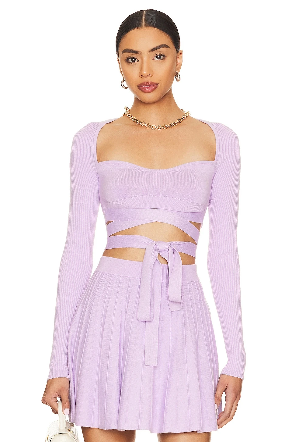 Betiana Tie Knit Top Dark Lilac 1 Betiana Tie Knit Top Dark Lilac