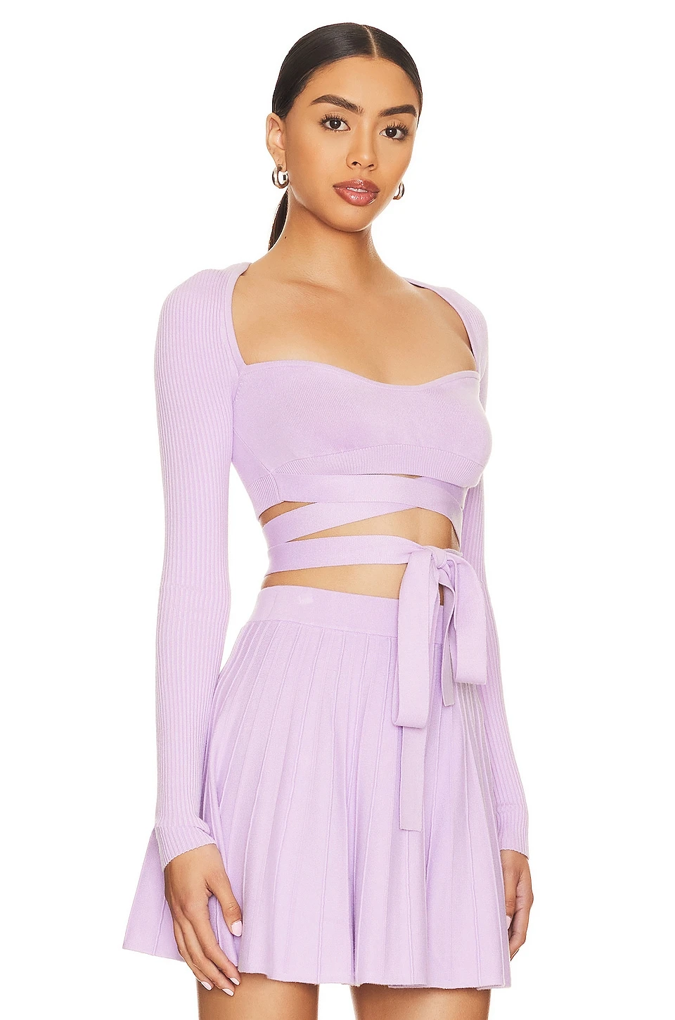 Betiana Tie Knit Top Dark Lilac 2 Betiana Tie Knit Top Dark Lilac - Image 2