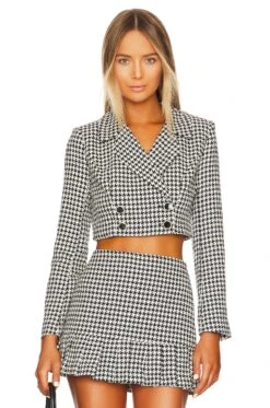 Jayla Cropped Blazer Houndstooth