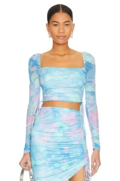 Dorothea Crop Top Blue Watercolor
