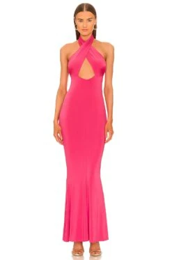 X REVOLVE Cross Front Maxi Dress Hot Pink