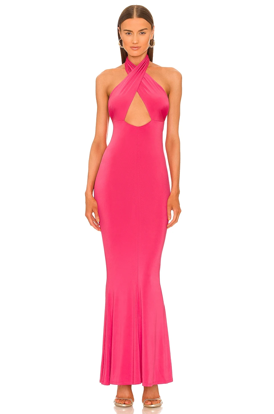 X REVOLVE Cross Front Maxi Dress Hot Pink