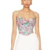 Melinda Drape Bustier Top Green Floral